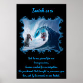 Isaiah 53:5 Grizzly Beren in de oceaan Poster (Voorkant)