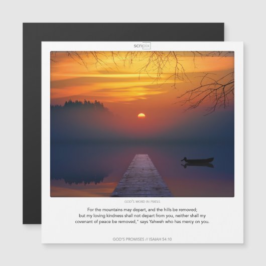 Isaiah 54:10 GOD'S PROMISES SCRIPIX Magnetic Card Magnetische Uitnodiging (Voorkant / Achterkant)