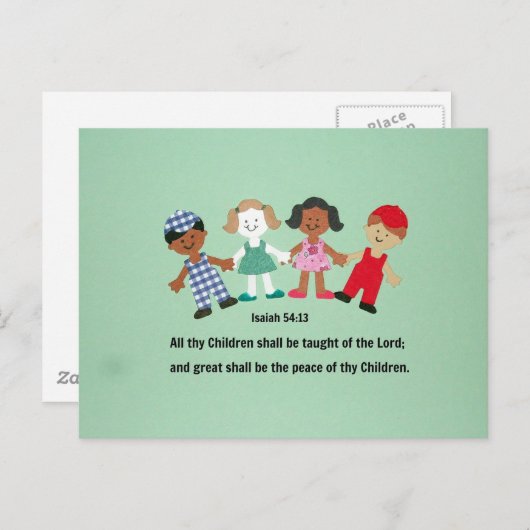 Isaiah 54:13 en al uw kinderen moeten worden onder briefkaart (Voorkant / Achterkant)