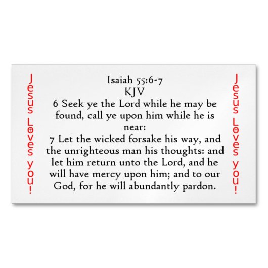 Isaiah 55:6-7-zaadkaartmagneet magnetisch visitekaartje (Voorkant)