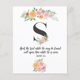 Isaiah 55:6, Letter S, waterverf-scriptkaart