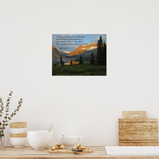 Isaiah 58:11 Mountain Sunset Poster (Keuken)
