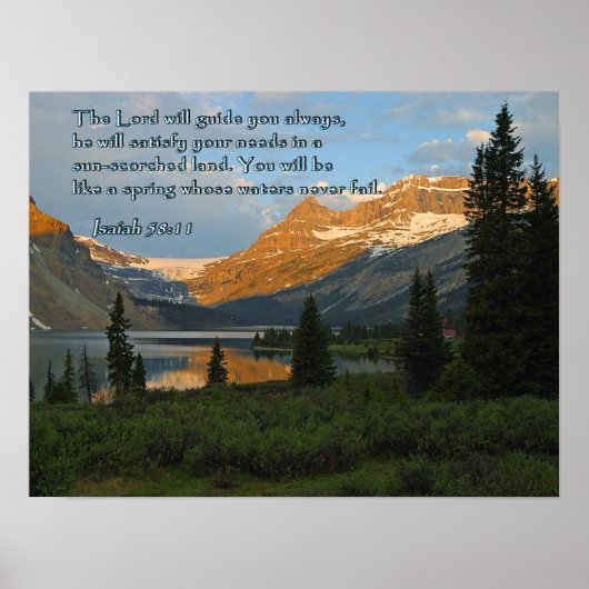 Isaiah 58:11 Mountain Sunset Poster (Voorkant)