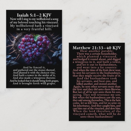 Isaiah 5:1–2 and Matthew 21:33–40 KJV Card Box Visitekaartje (Voorkant / Achterkant)