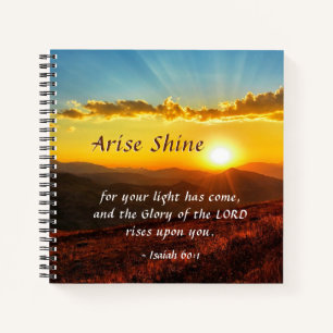 Isaiah 60:1 Arise Shine Uw licht is bijbel geworde Notitieboek