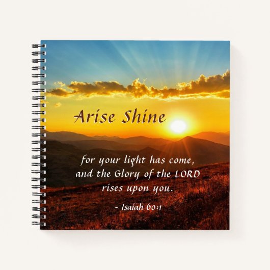 Isaiah 60:1 Arise Shine Uw licht is bijbel geworde Notitieboek (Voorkant)