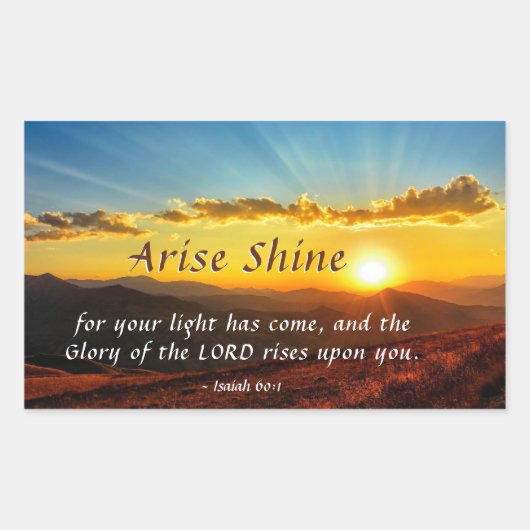 Isaiah 60:1 Arise Shine Uw licht is bijbel geworde Rechthoekige Sticker (Voorkant)