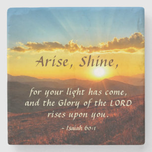 Isaiah 60:1 Arise Shine Uw licht is bijbel geworde Stenen Onderzetter