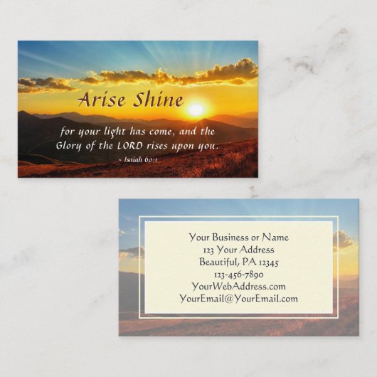 Isaiah 60:1 Arise Shine Uw licht is bijbel geworde Visitekaartje (Voorkant / Achterkant)