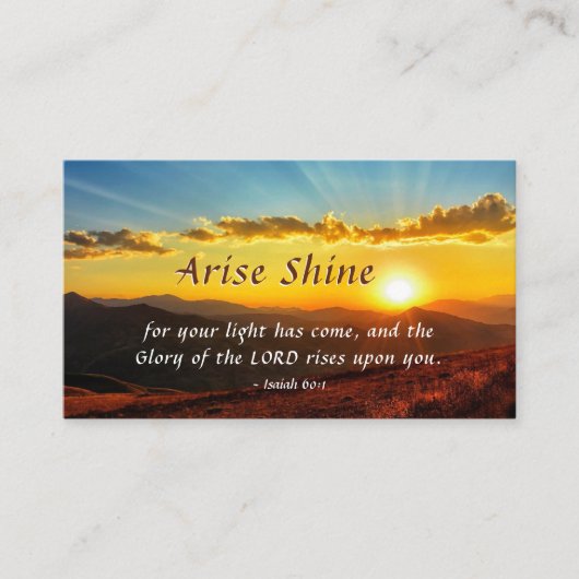 Isaiah 60:1 Arise Shine Uw licht is bijbel geworde Visitekaartje (Voorkant)