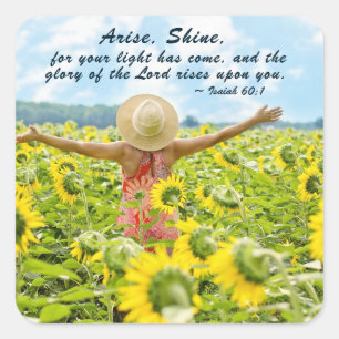 Isaiah 60:1 Arise Shine voor Uw licht is gekomen Vierkante Sticker