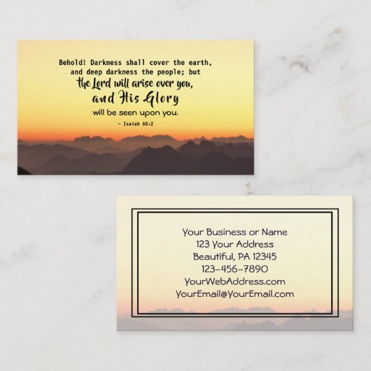 Isaiah 60:2 Darkness bedekt de aardBijbel Visitekaartje (Voorkant / Achterkant)