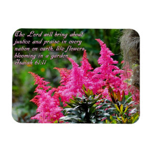 Isaiah 61:11 Roze Floral Inspirerend Magneet