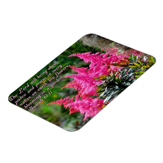 Isaiah 61:11 Roze Floral Inspirerend Magneet (Linkerzijde)