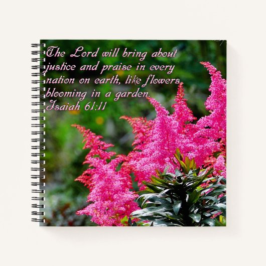 Isaiah 61:11 Roze Floral Inspirerend Notitieboek (Voorkant)