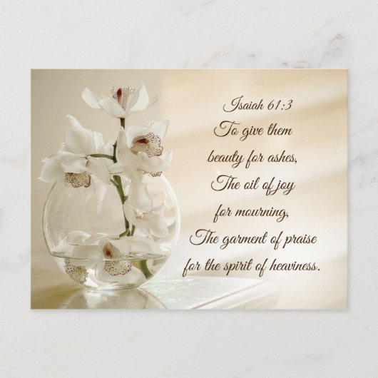 Isaiah 61:3 Beauty for Ashes, Bijbelverse, Orchid Briefkaart (Voorkant)