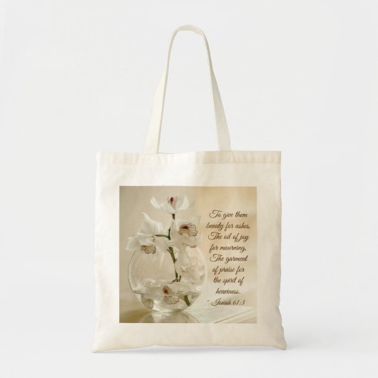 Isaiah 61:3 Beauty for Ashes, Bijbelverse, Orchid Tote Bag (Voorkant)