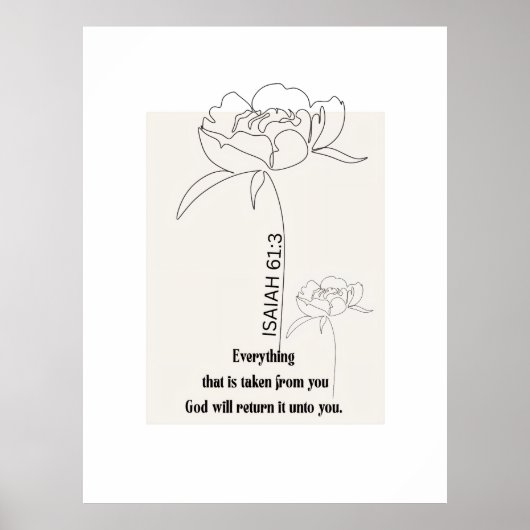Isaiah 61:3 Floral Line Art Print – "God Restores" (Voorkant)