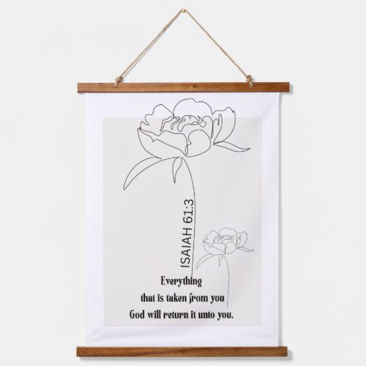 Isaiah 61:3 Floral Line Art Print – "God Restores" Hangend Wandkleed (Voorkant)