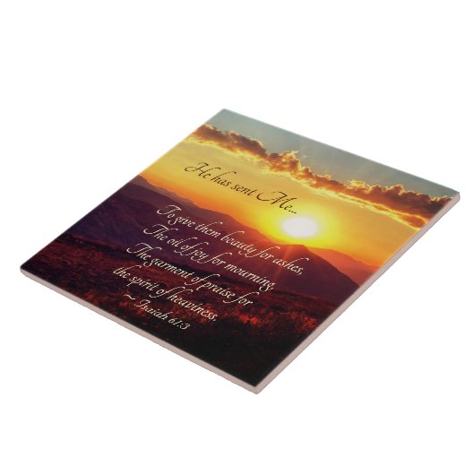 Isaiah 61:3 om schoonheid te geven aan Ashes, Bijb Tegeltje (Zijkant)