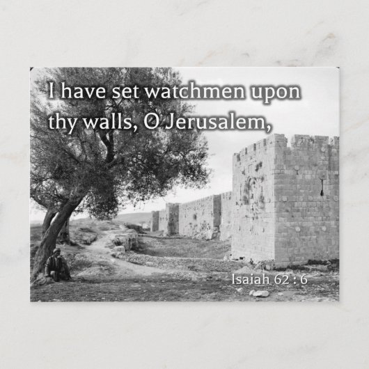 Isaiah 62:6 op de muren van Jeruzalem Briefkaart (Voorkant)