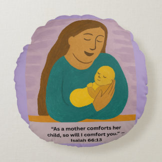 Isaiah 66:13 Comforting Mother and Baby Postcard Rond Kussen