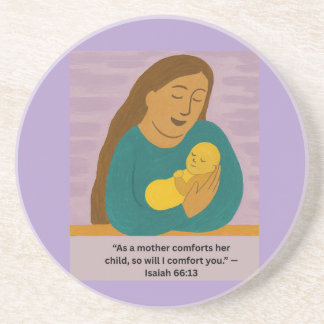 Isaiah 66:13 Comforting Mother and Baby Postcard Zandsteen Onderzetter