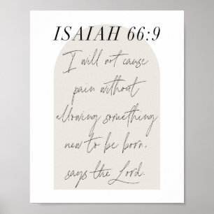 Isaiah 66:9 Minimale Boho Beige Arch Script Poster
