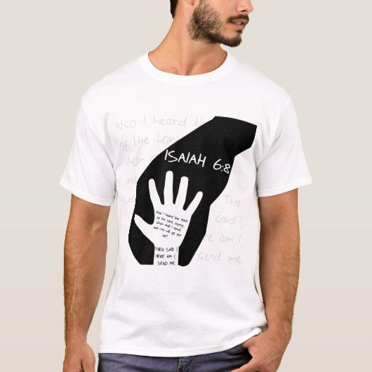 Isaiah 6:8 Christelijke Mannen T-Shirt (Voorkant)