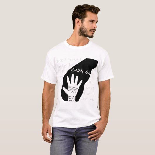 Isaiah 6:8 Christelijke Mannen T-Shirt (Voorkant volledig)