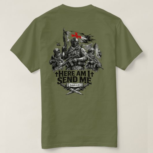 Isaiah 6:8 Warrior T-shirt (Design achterkant)