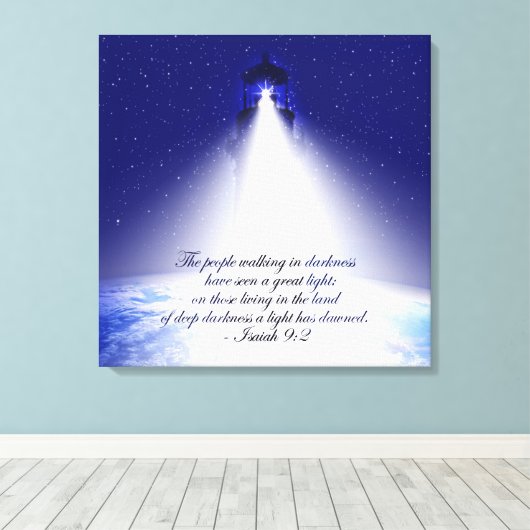 Isaiah 9:2 kerststaartafdruk canvas afdruk (Insitu (Houten vloer))