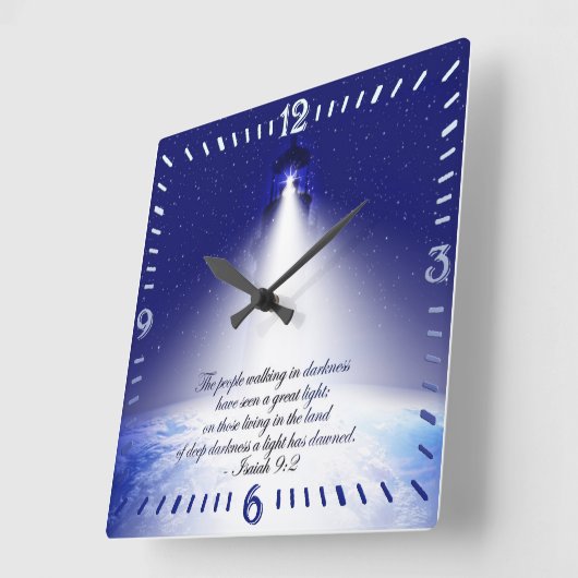 Isaiah 9:2-kerstvierkant wandklok (Hoek)