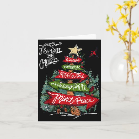 Isaiah 9_6 And He Will Be Called Jesus Christmas C Kaart (Gele Bloem)