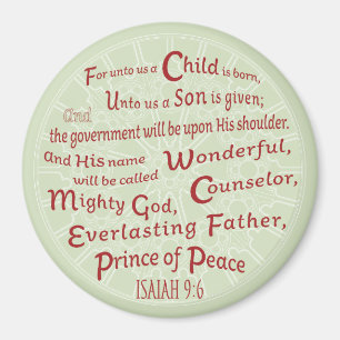 Isaiah 9:6 Bijbelversie in kerstkleuren Magneet