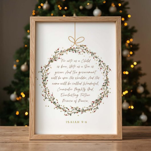 Isaiah 9:6 For Unto Us A Child Christmas Christian Poster