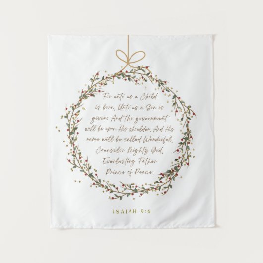 Isaiah 9:6 For Unto Us A Child Christmas Christian Wandkleed (Voorkant)