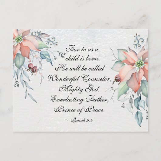 Isaiah 9:6 Hij zal Wonderful worden genoemd.. Kers Briefkaart (Voorkant)