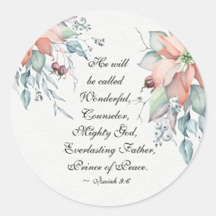 Isaiah 9:6 Hij zal Wonderful worden genoemd.. Kers Ronde Sticker