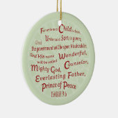 Isaiah 9:6 in kerstkleuren keramisch ornament (Rechts)