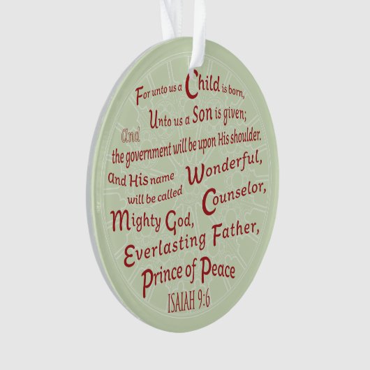 Isaiah 9:6 in kerstkleuren ornament (voorkant)