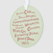 Isaiah 9:6 in kerstkleuren ornament (voorkant)