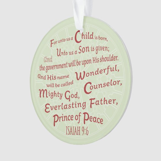 Isaiah 9:6 in kerstkleuren ornament (voorkant)