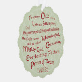 Isaiah 9:6 in kerstkleuren ornament kaart (Rechts)