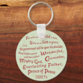 Isaiah 9:6 in kerstkleuren sleutelhanger (Achterkant)