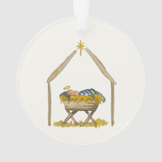 Isaiah 9:6 Originele Aquarel Baby Jezus Kribbe Ornament
