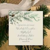 Isaiah 9:6 Personalized Modern Pine Christmas Gift Bedankjes Labels