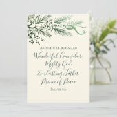 Isaiah 9:6 Schriftuur Dennentak en Strik Foto Kers Feestdagenkaart (Staand voorkant)