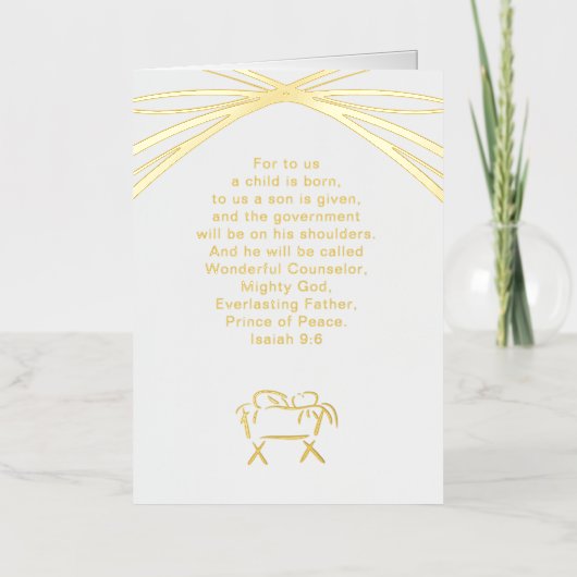Isaiah 9:6 Scripture Custom Nativity Christmas Folie Feestdagenkaart (Voorkant)