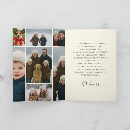 Isaiah 9:6 Scripture Pine & Bow Photo Christmas Feestdagen Kaart (Binnen)